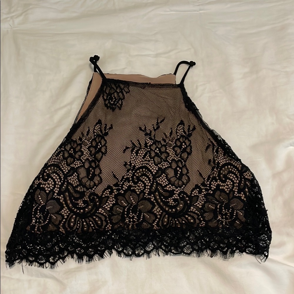 Black Lace Halter Top